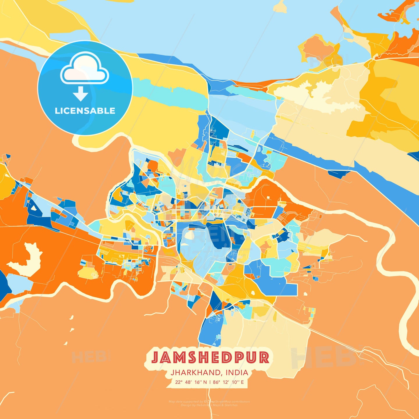 Jamshedpur, Jharkhand, India, map - HEBSTREITS Sketches