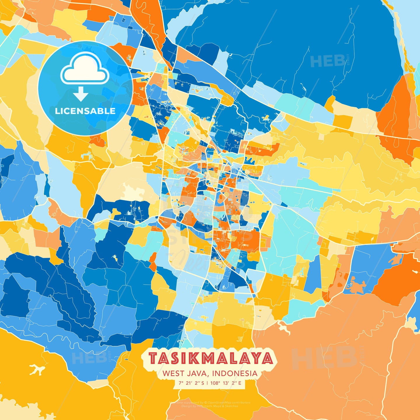 Tasikmalaya, West Java, Indonesia, map - HEBSTREITS Sketches