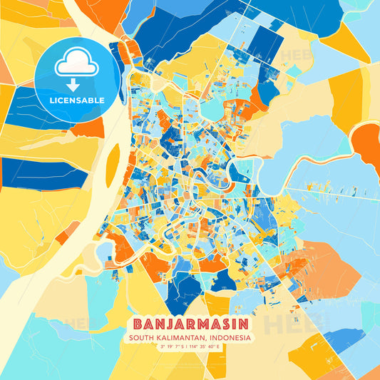 Banjarmasin, South Kalimantan, Indonesia, map - HEBSTREITS Sketches