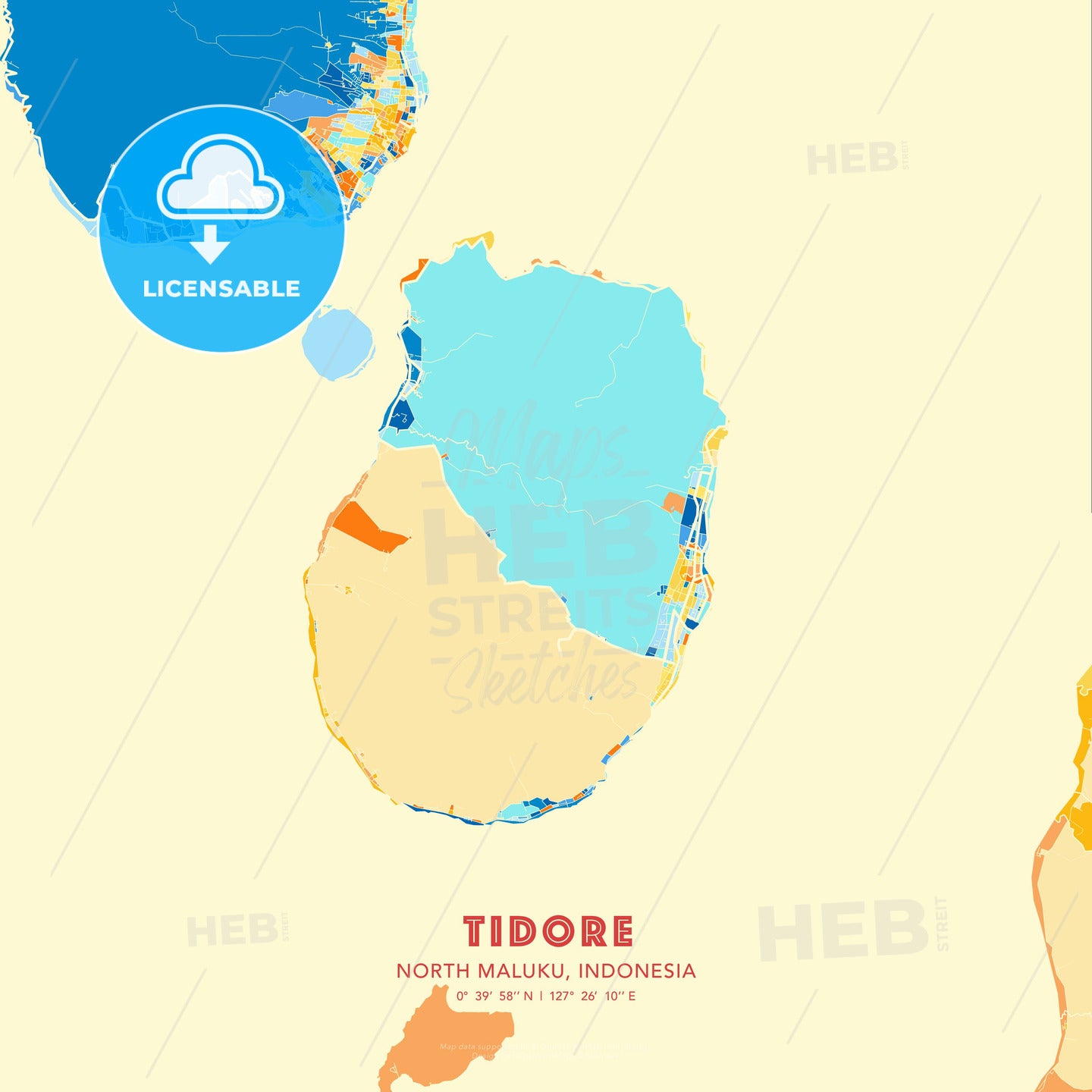 Tidore, North Maluku, Indonesia, map - HEBSTREITS Sketches