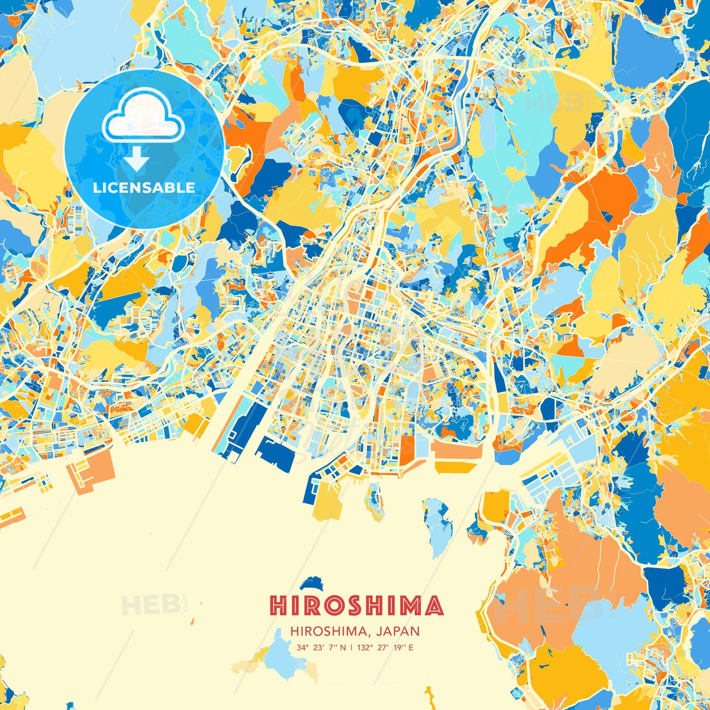Hiroshima, Hiroshima, Japan, map - HEBSTREITS Sketches