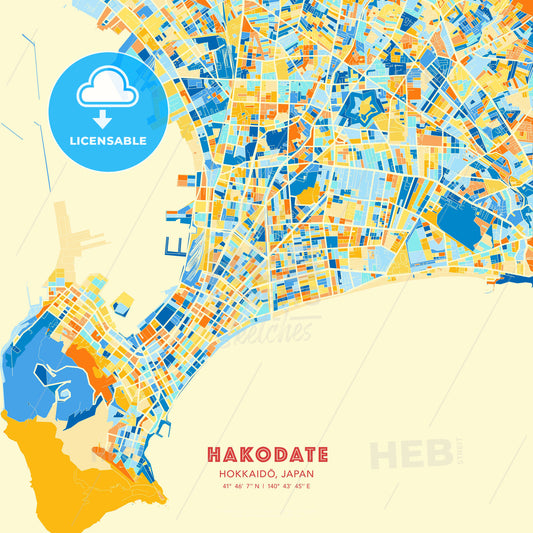 Hakodate, Hokkaidō, Japan, map - HEBSTREITS Sketches