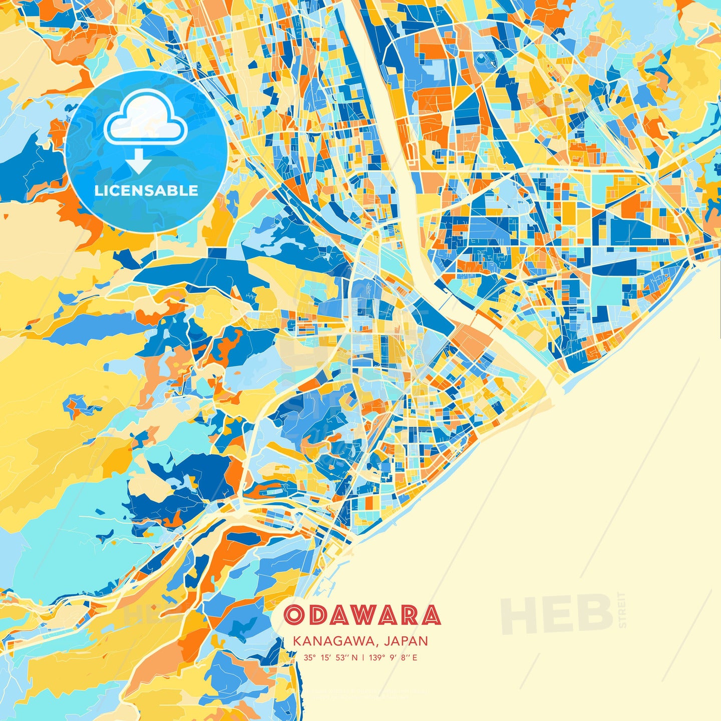 Odawara, Kanagawa, Japan, map - HEBSTREITS Sketches