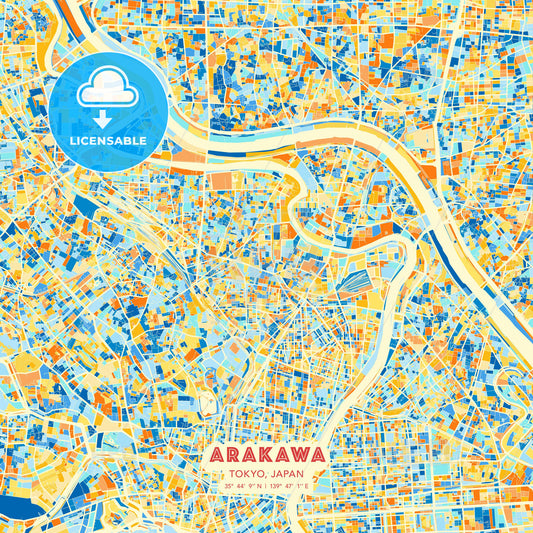 Arakawa, Tokyo, Japan, map - HEBSTREITS Sketches