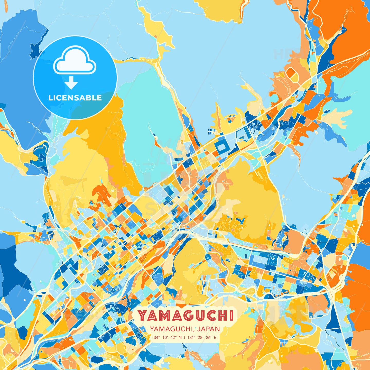 Yamaguchi, Yamaguchi, Japan, map - HEBSTREITS Sketches