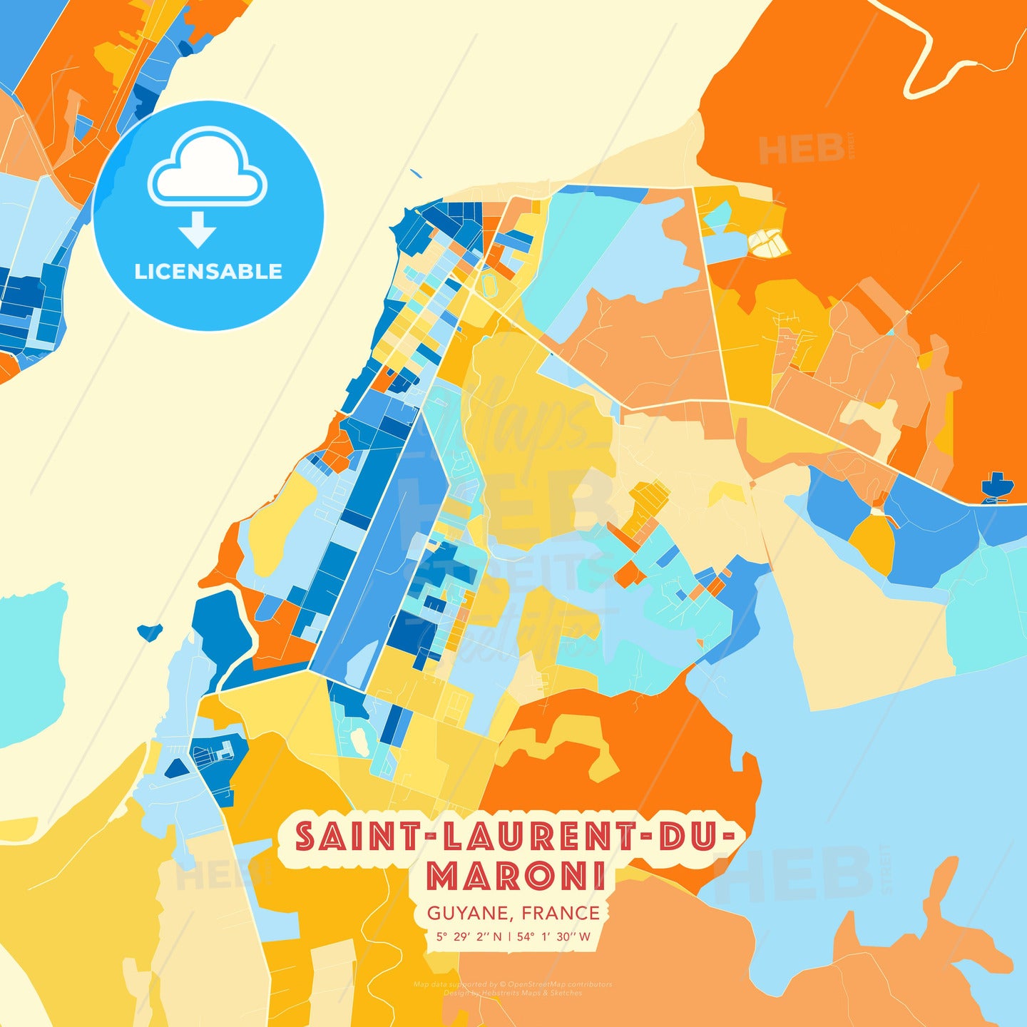 Saint-Laurent-du-Maroni, Guyane, France, map - HEBSTREITS Sketches