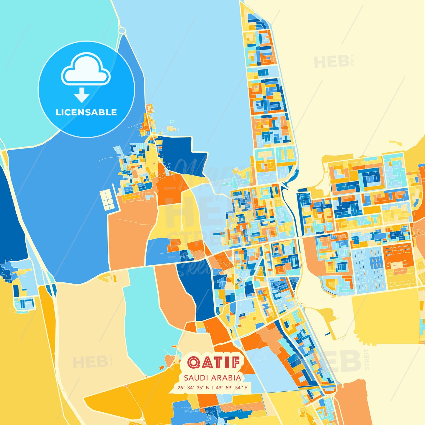 Qatif, Saudi Arabia, map - HEBSTREITS Sketches