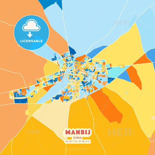 Manbij, Syria, map - HEBSTREITS Sketches