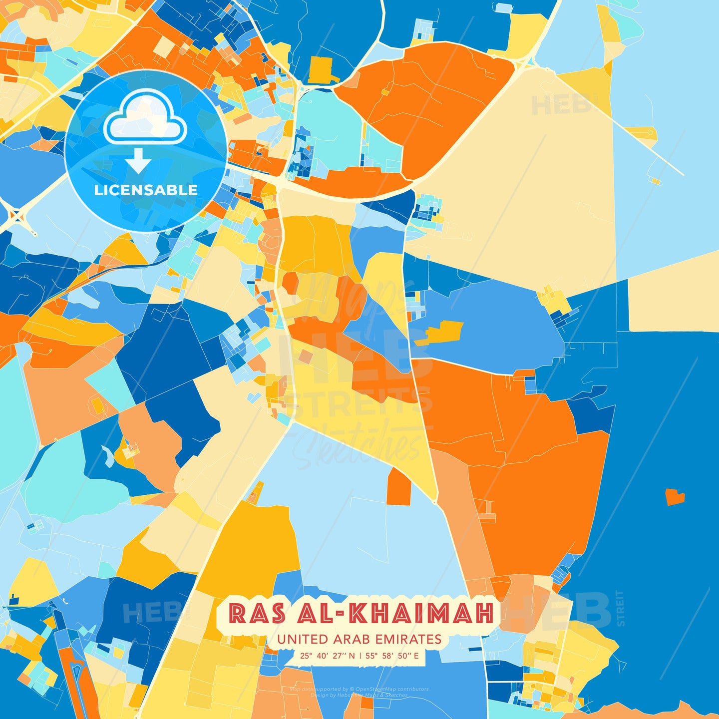 Ras al-Khaimah  , United Arab Emirates, map - HEBSTREITS Sketches