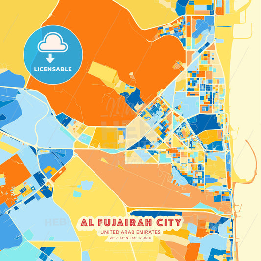 Al Fujairah City  , United Arab Emirates, map - HEBSTREITS Sketches