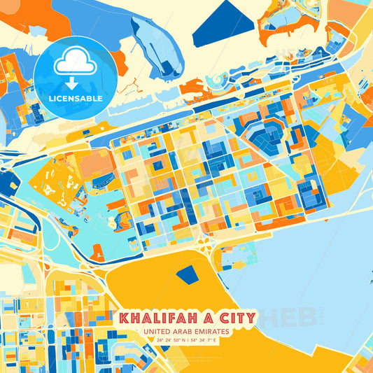 Khalifah A City, United Arab Emirates, map - HEBSTREITS Sketches