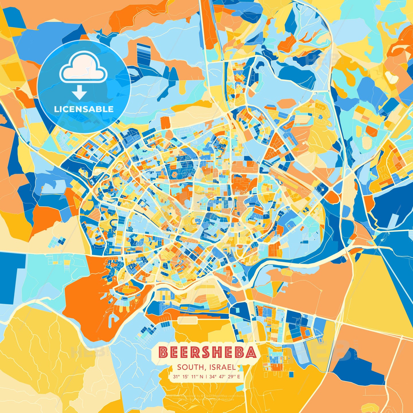 Beersheba, South, Israel, map - HEBSTREITS Sketches