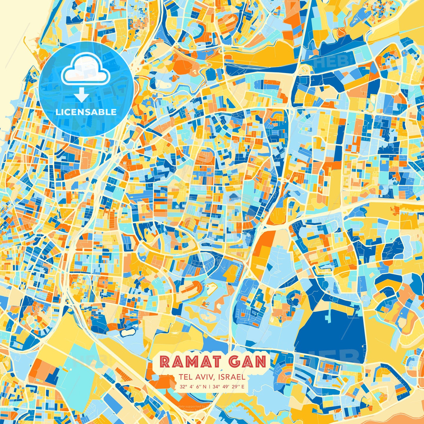 Ramat Gan, Tel Aviv, Israel, map - HEBSTREITS Sketches
