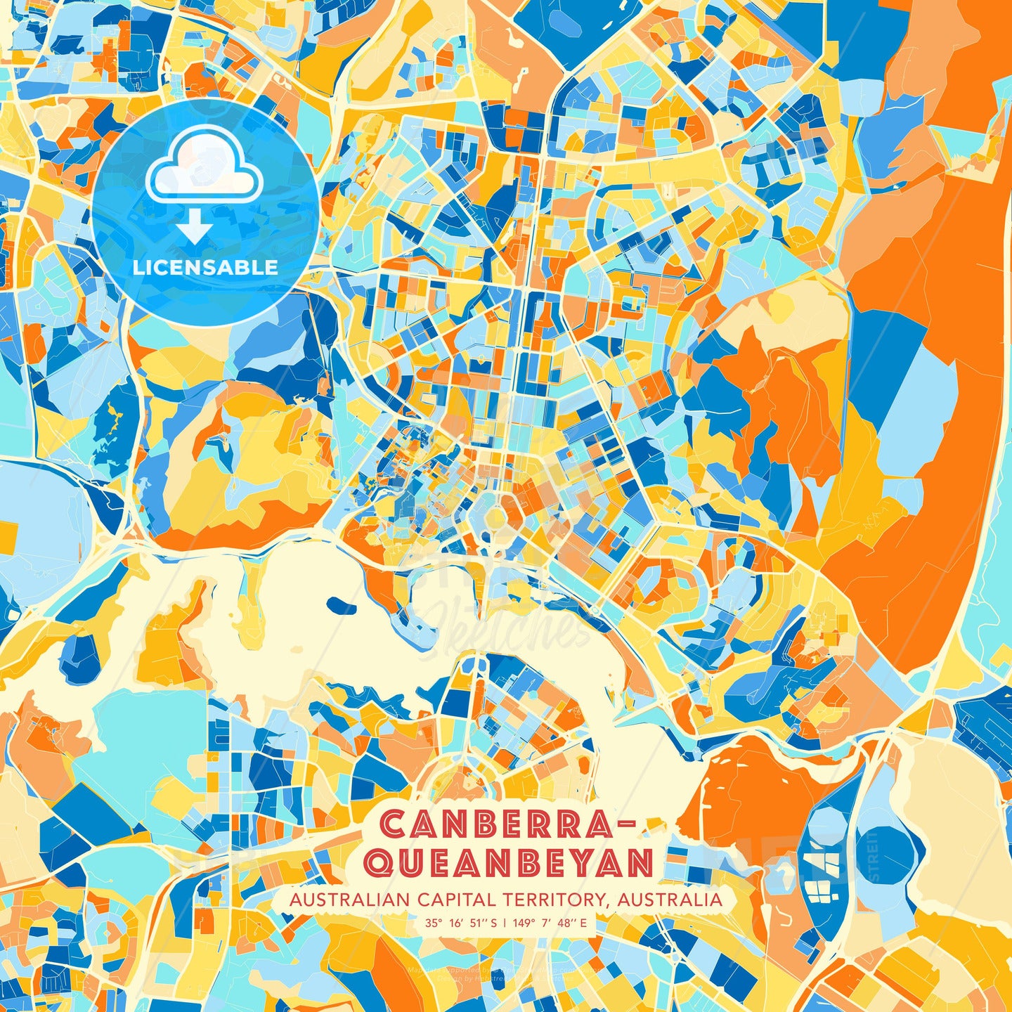 Canberra–Queanbeyan, Australian Capital Territory, Australia, map - HEBSTREITS Sketches