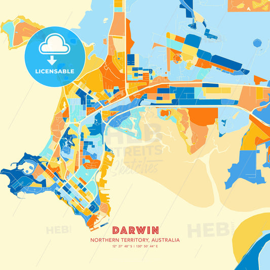 Darwin, Northern Territory, Australia, map - HEBSTREITS Sketches
