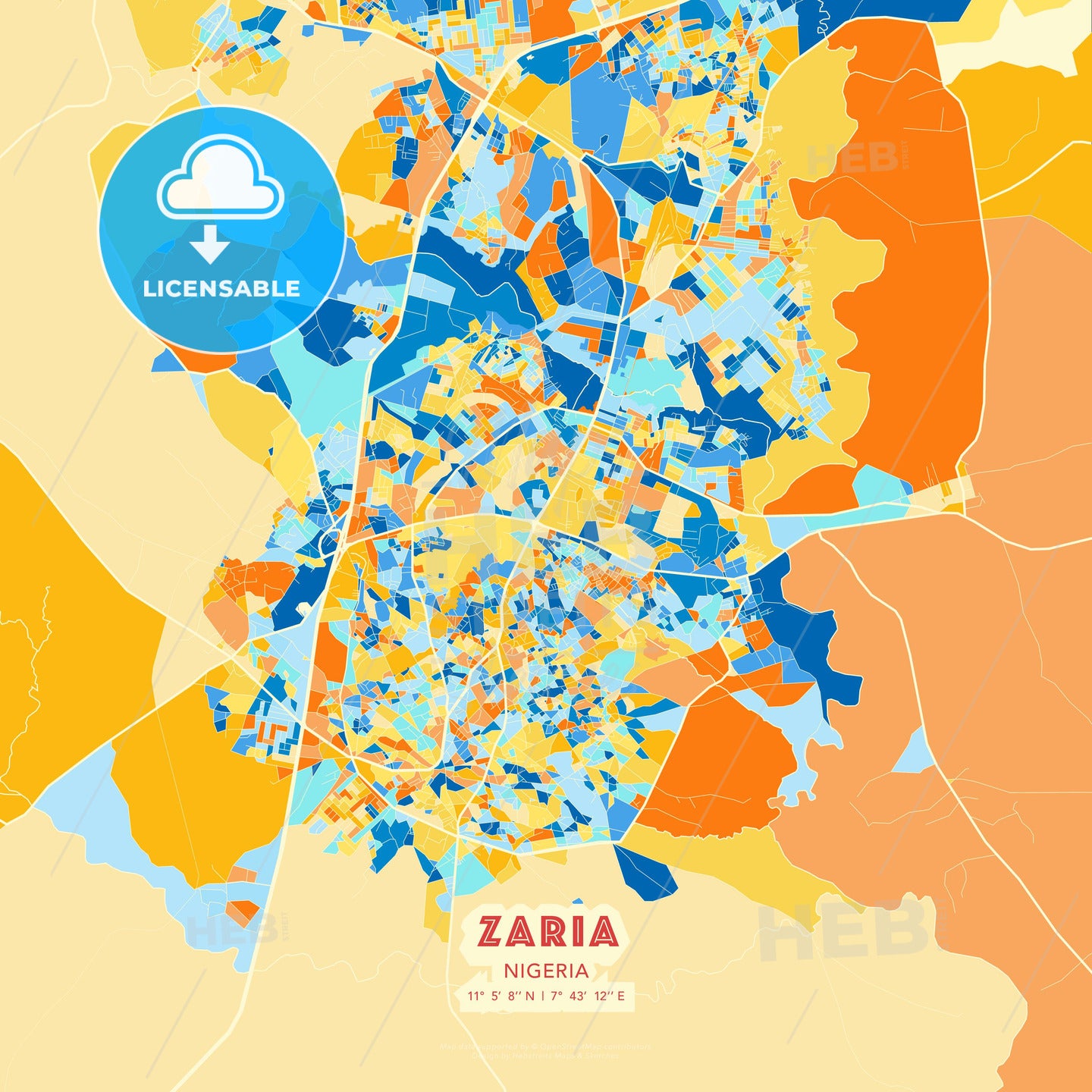 Zaria, Nigeria, map - HEBSTREITS Sketches