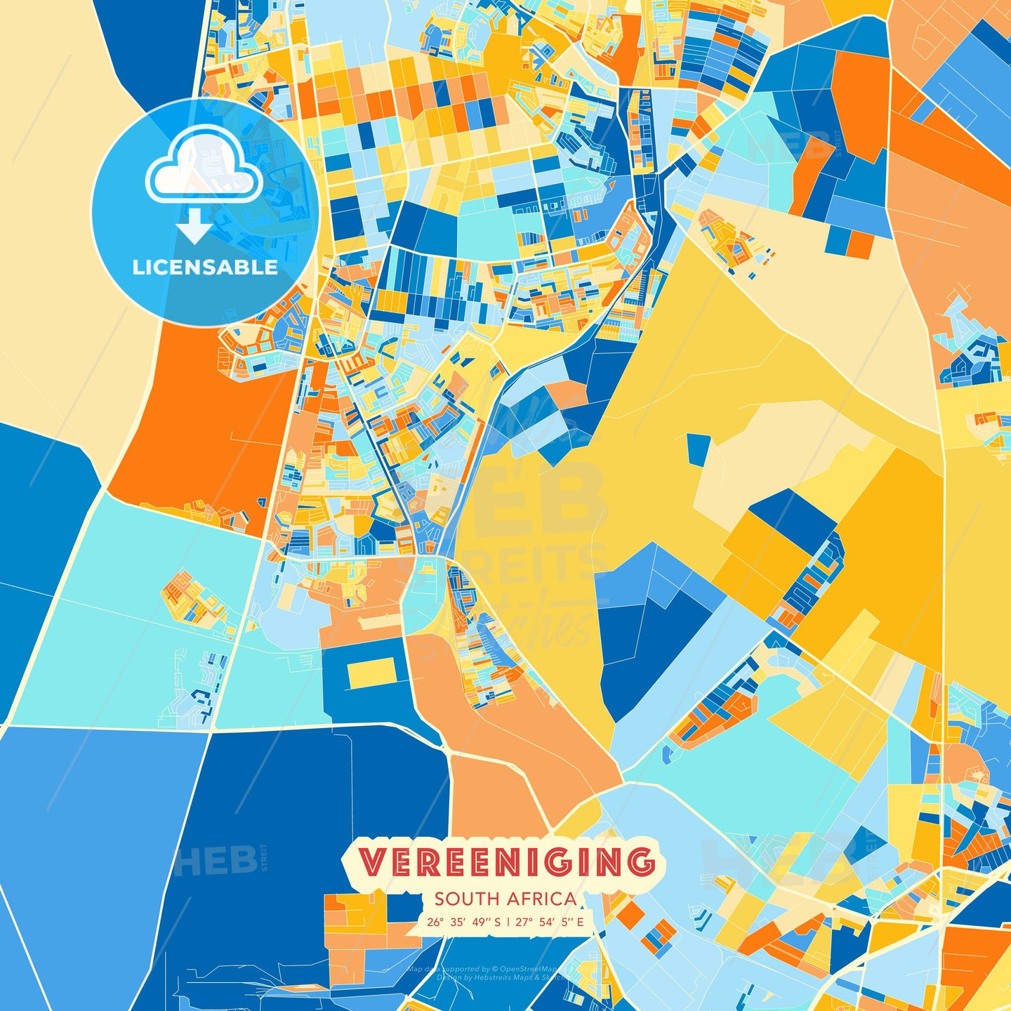 Vereeniging, South Africa, map - HEBSTREITS Sketches