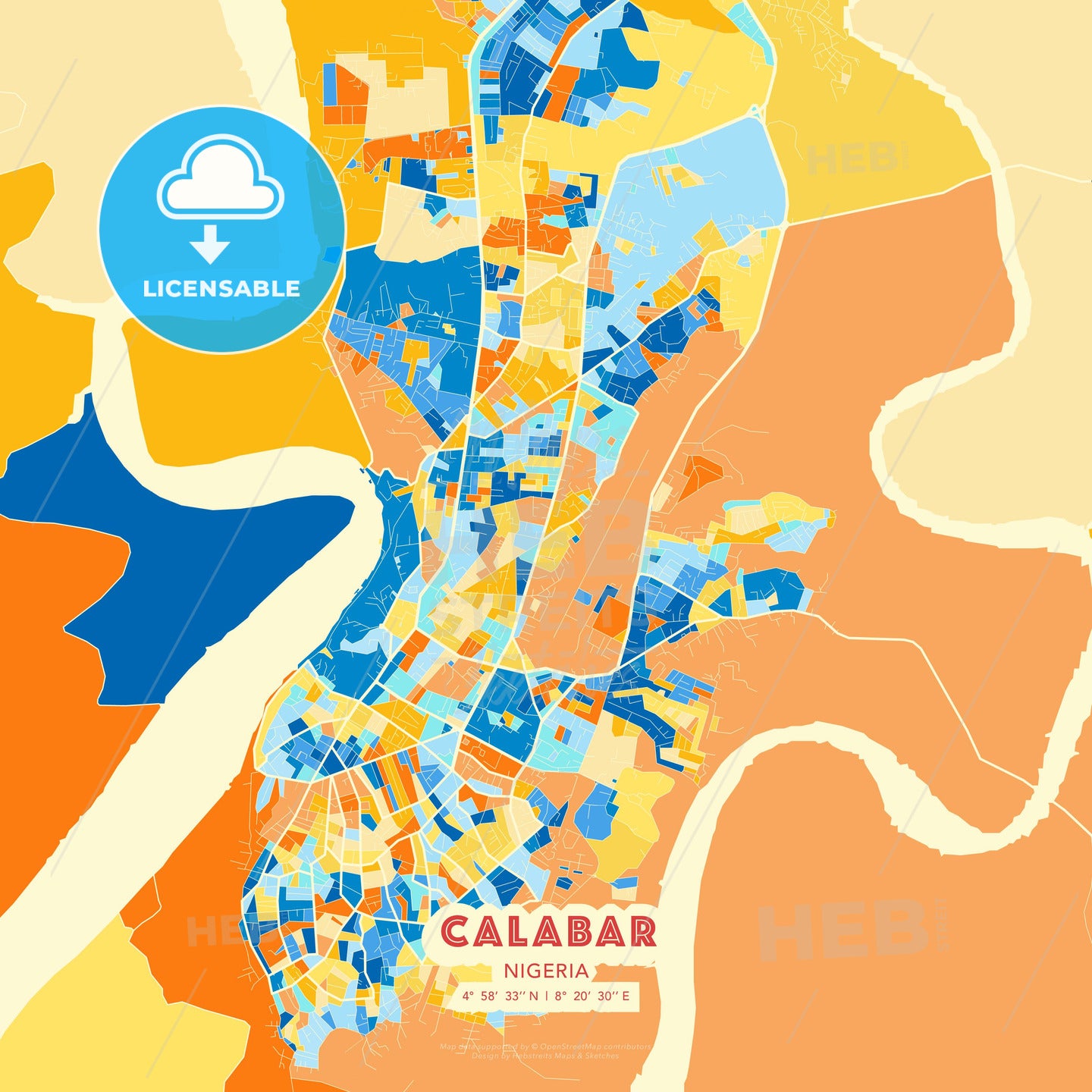 Calabar, Nigeria, map - HEBSTREITS Sketches