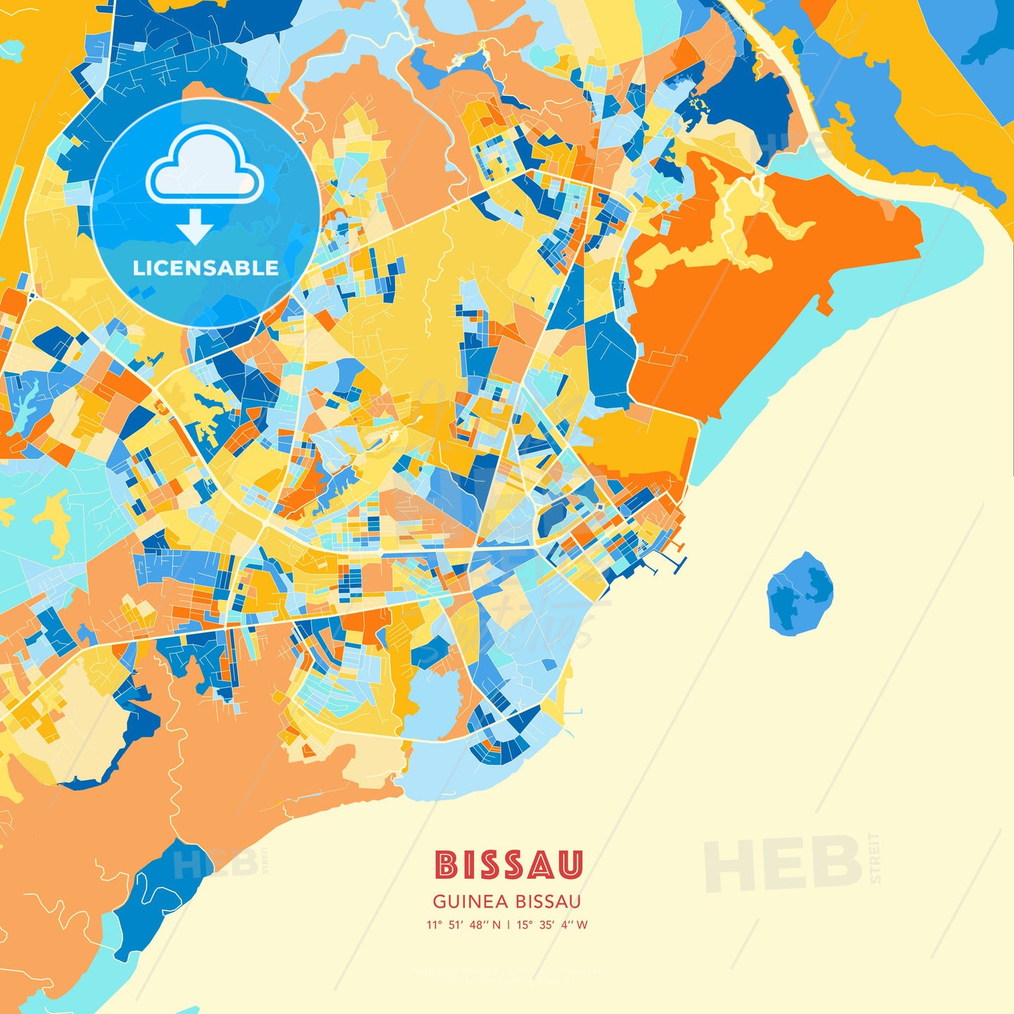Bissau, Guinea Bissau, map - HEBSTREITS Sketches