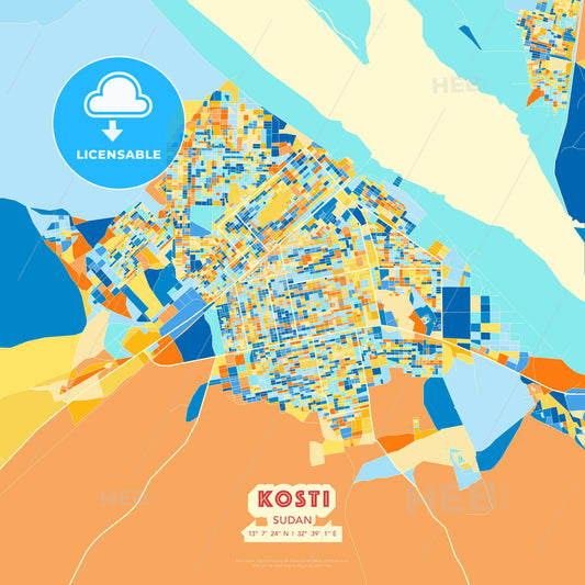 Kosti, Sudan, map - HEBSTREITS Sketches