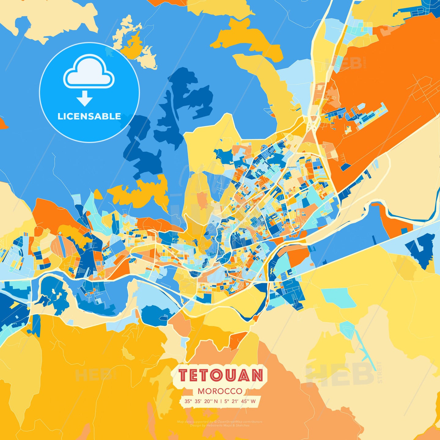 Tetouan, Morocco, map - HEBSTREITS Sketches