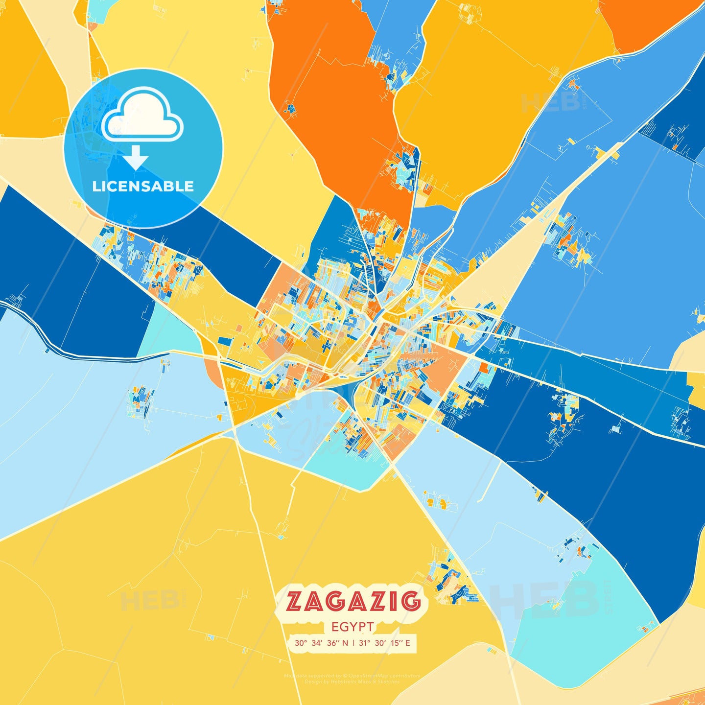 Zagazig, Egypt, map - HEBSTREITS Sketches