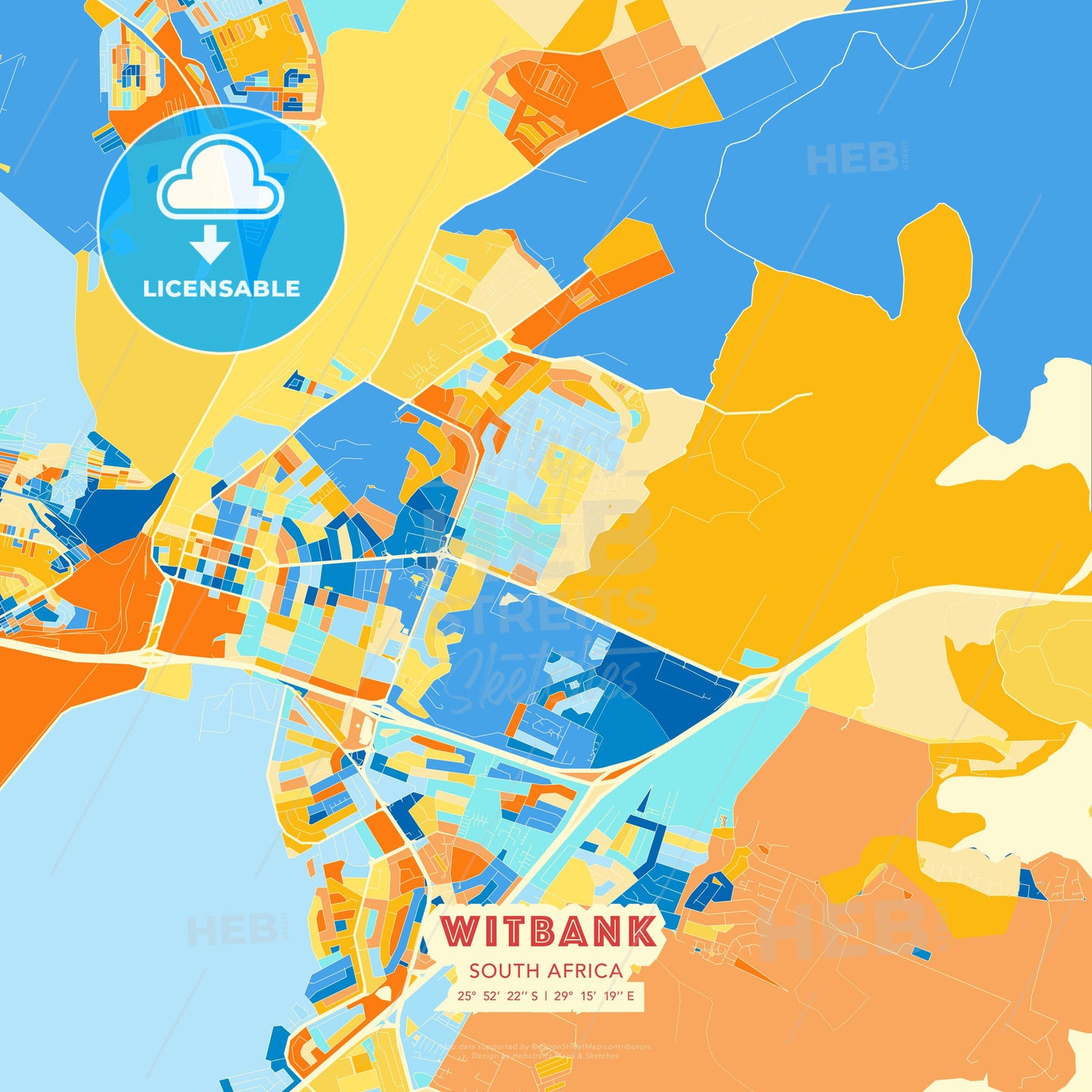 Witbank, South Africa, map - HEBSTREITS Sketches