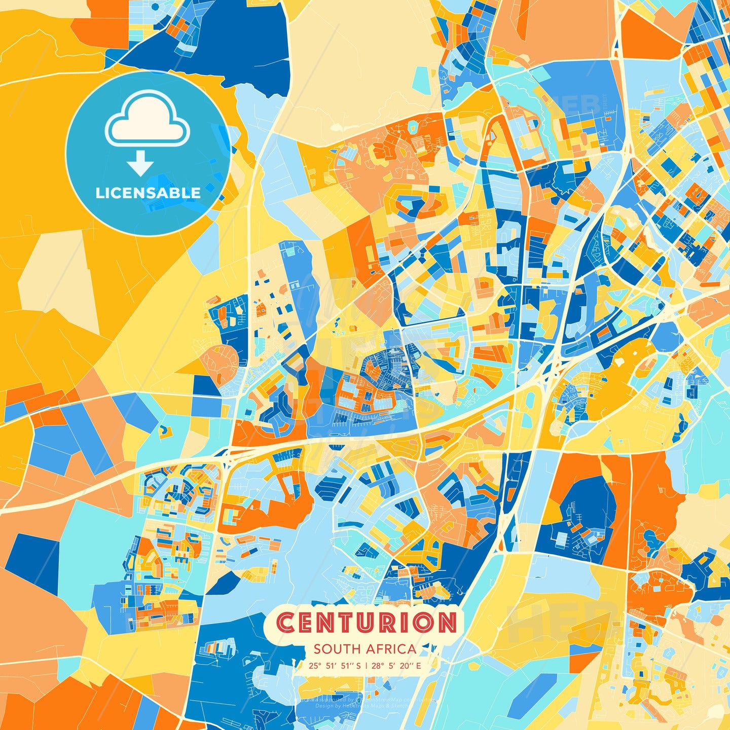 Centurion, South Africa, map - HEBSTREITS Sketches