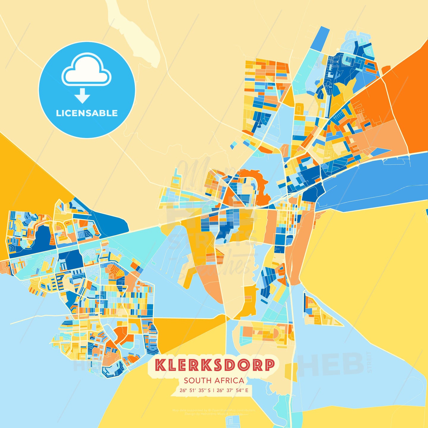 Klerksdorp, South Africa, map - HEBSTREITS Sketches