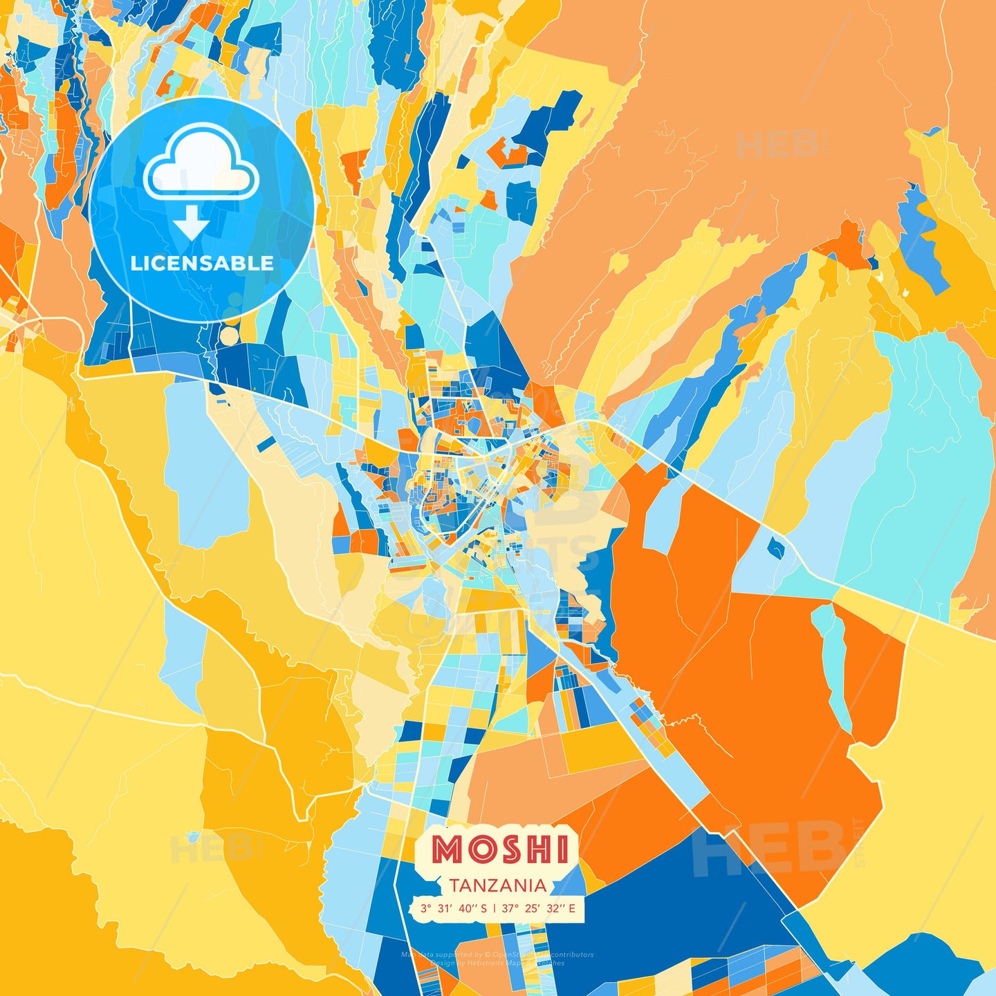 Moshi, Tanzania, map - HEBSTREITS Sketches