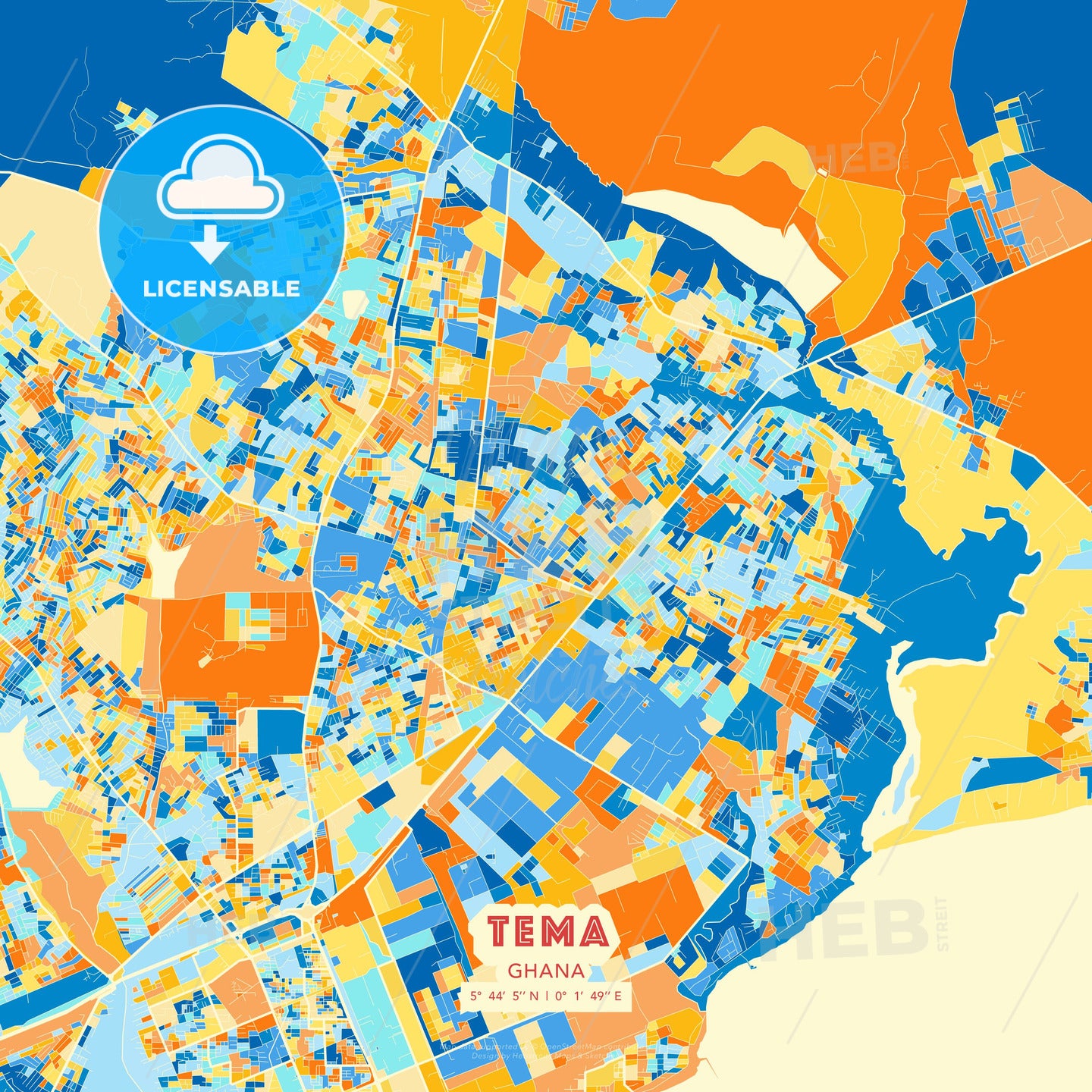 Tema, Ghana, map - HEBSTREITS Sketches