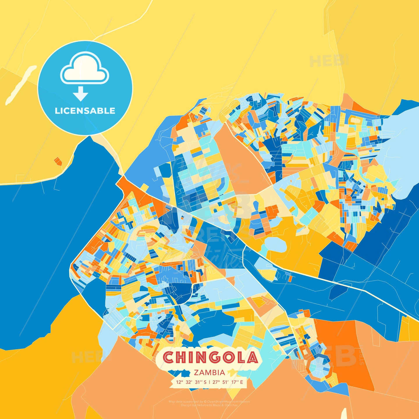 Chingola, Zambia, map - HEBSTREITS Sketches