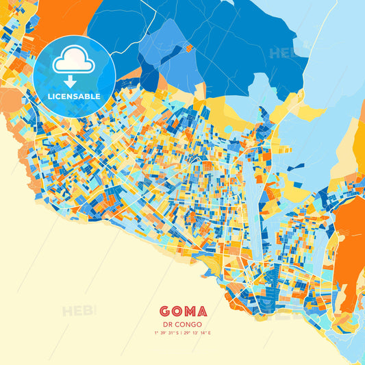 Goma, DR Congo, map - HEBSTREITS Sketches