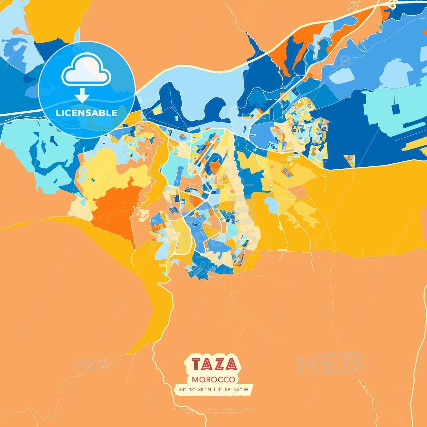 Taza, Morocco, map - HEBSTREITS Sketches