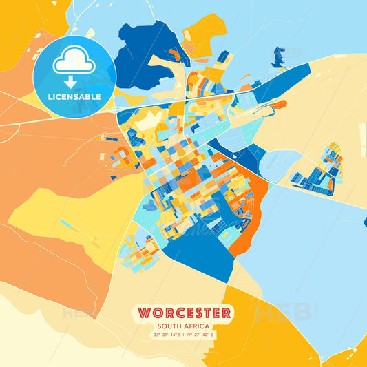 Worcester, South Africa, map - HEBSTREITS Sketches