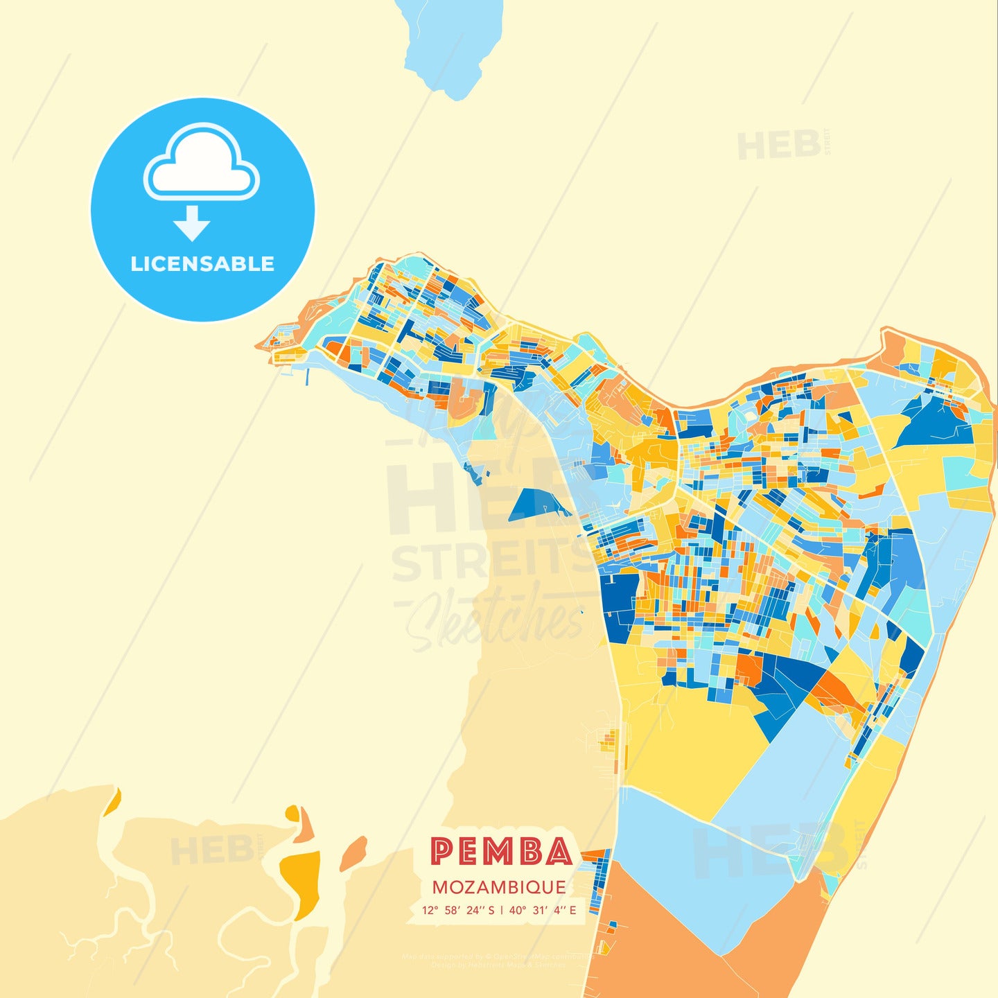 Pemba, Mozambique, map - HEBSTREITS Sketches