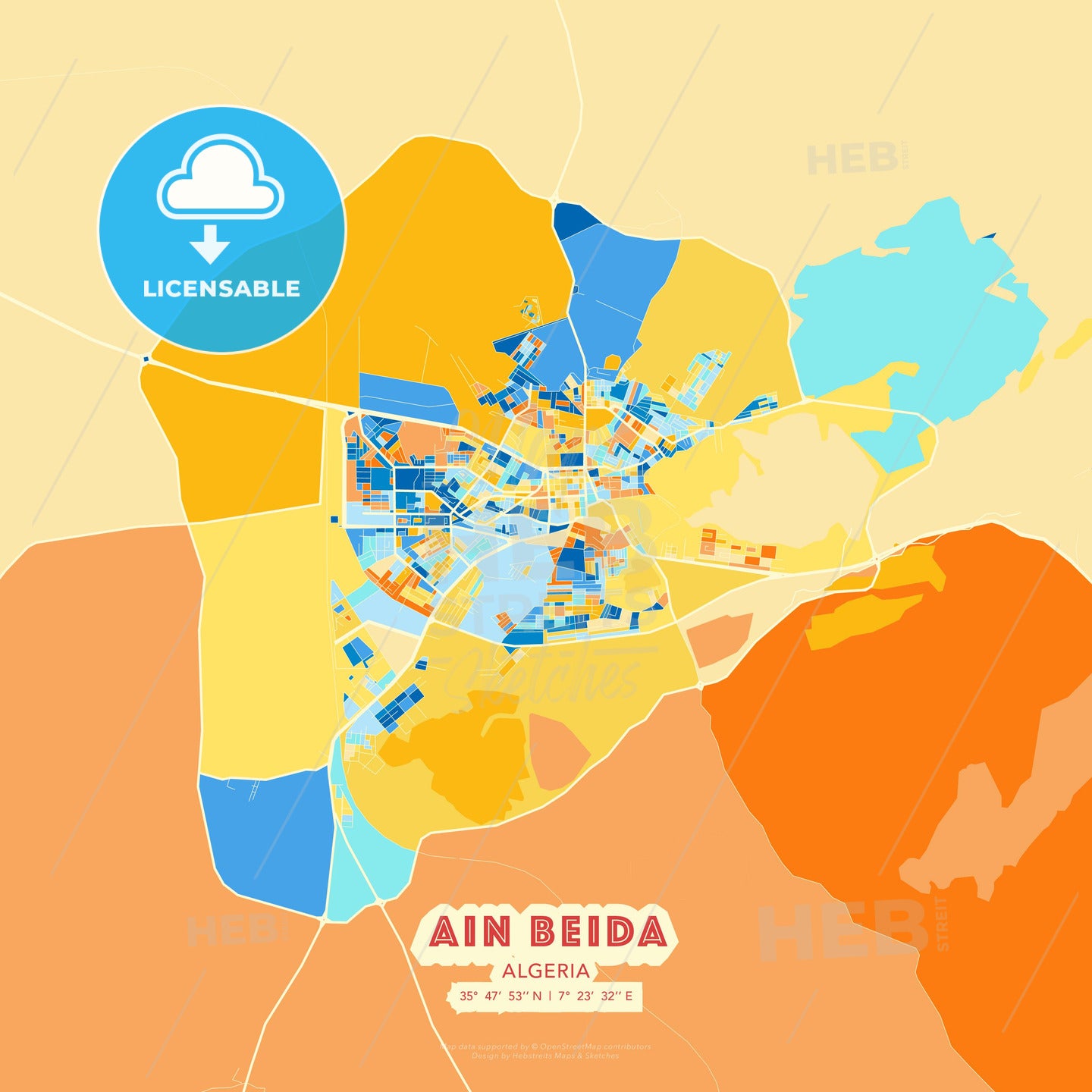 Ain Beida, Algeria, map - HEBSTREITS Sketches