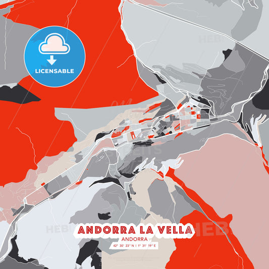 Andorra la Vella, Andorra, modern map - HEBSTREITS Sketches