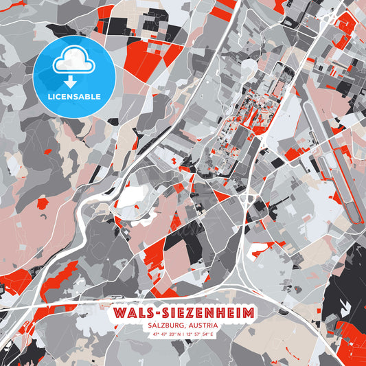Wals-Siezenheim, Salzburg, Austria, modern map - HEBSTREITS Sketches