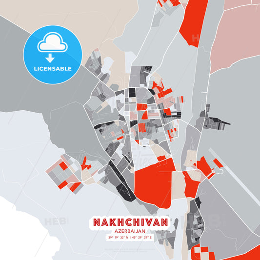 Nakhchivan, Azerbaijan, modern map - HEBSTREITS Sketches
