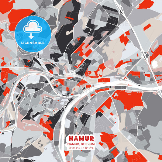 Namur, Namur, Belgium, modern map - HEBSTREITS Sketches