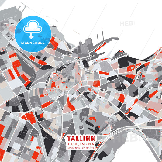 Tallinn, Harju, Estonia, modern map - HEBSTREITS Sketches