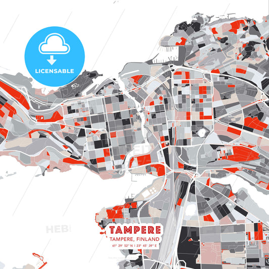 Tampere, Tampere, Finland, modern map - HEBSTREITS Sketches