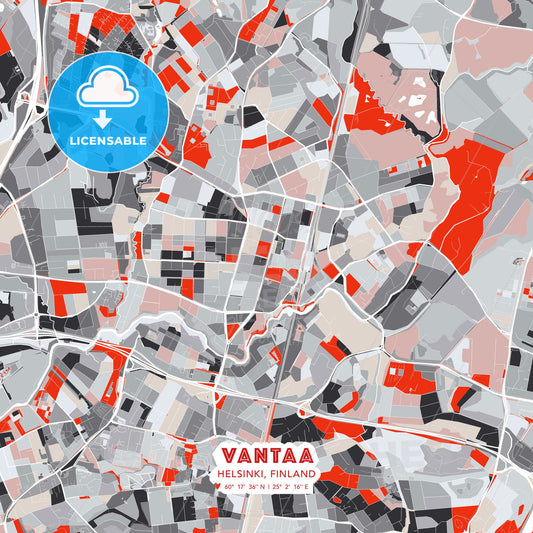 Vantaa, Helsinki, Finland, modern map - HEBSTREITS Sketches