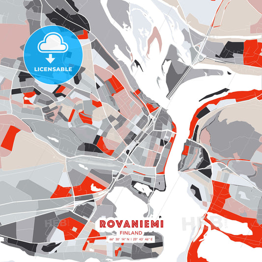 Rovaniemi, Finland, modern map - HEBSTREITS Sketches