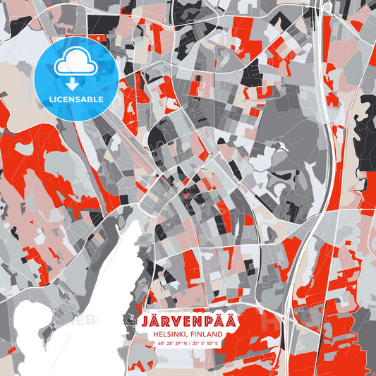 Järvenpää, Helsinki, Finland, modern map - HEBSTREITS Sketches