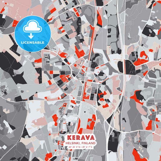 Kerava, Helsinki, Finland, modern map - HEBSTREITS Sketches