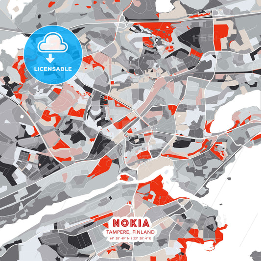 Nokia, Tampere, Finland, modern map - HEBSTREITS Sketches