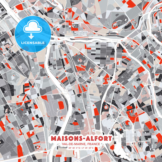 Maisons-Alfort, Val-de-Marne, France, modern map - HEBSTREITS Sketches