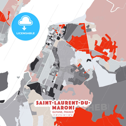 Saint-Laurent-du-Maroni, Guyane, France, modern map - HEBSTREITS Sketches